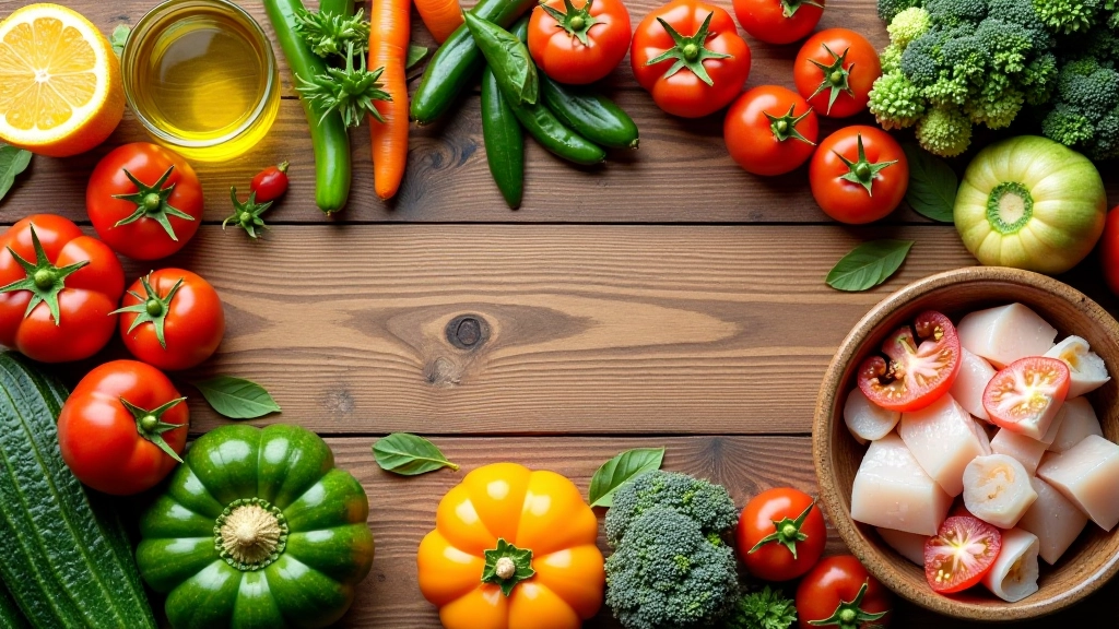 Variedade de alimentos saudáveis e coloridos
